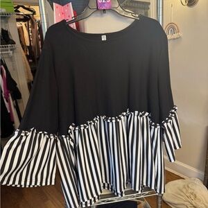 #23: SHEIN Curve-Chic Black and White Striped Women's Blouse